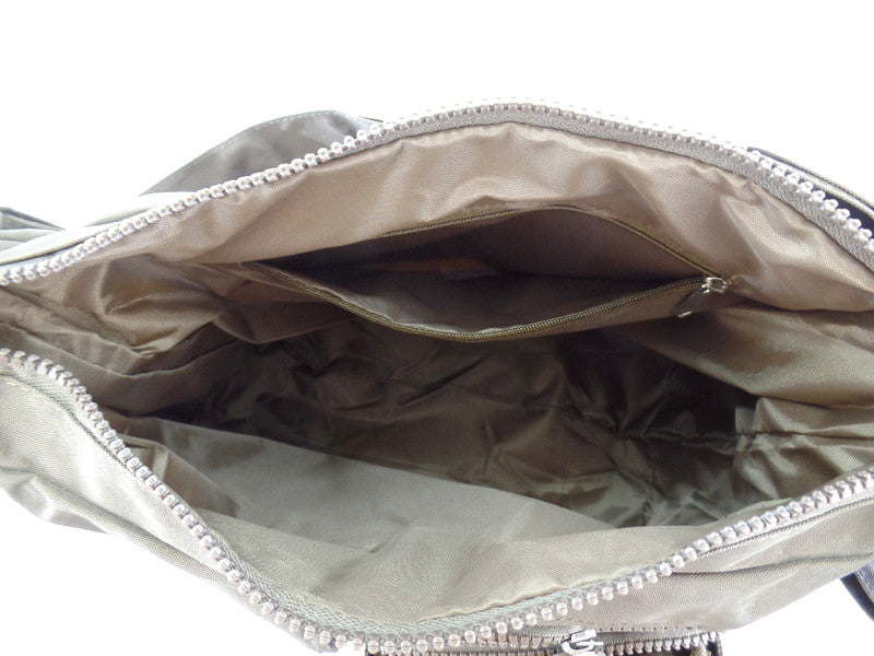 Bag Street Tasche Kaki Umhängetasche Reißverschluss viele Fächer Damentasche