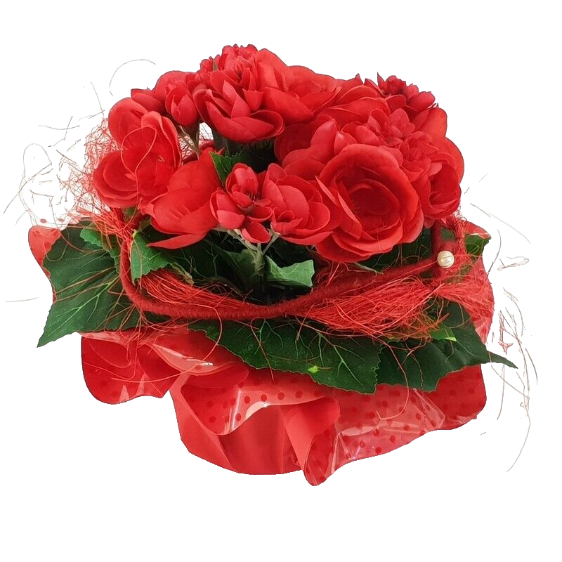 Begonie 20 cm rot im Topf Kunstpflanzen künstliche Pflanze Kunstblumen Geschenk