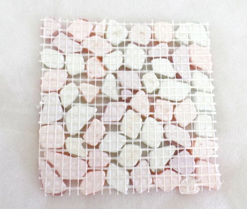 BORDÜRE Glasmosaik Roma/M Polygonal Soft Glas milchig Orange Rot 1x Quadrat matt