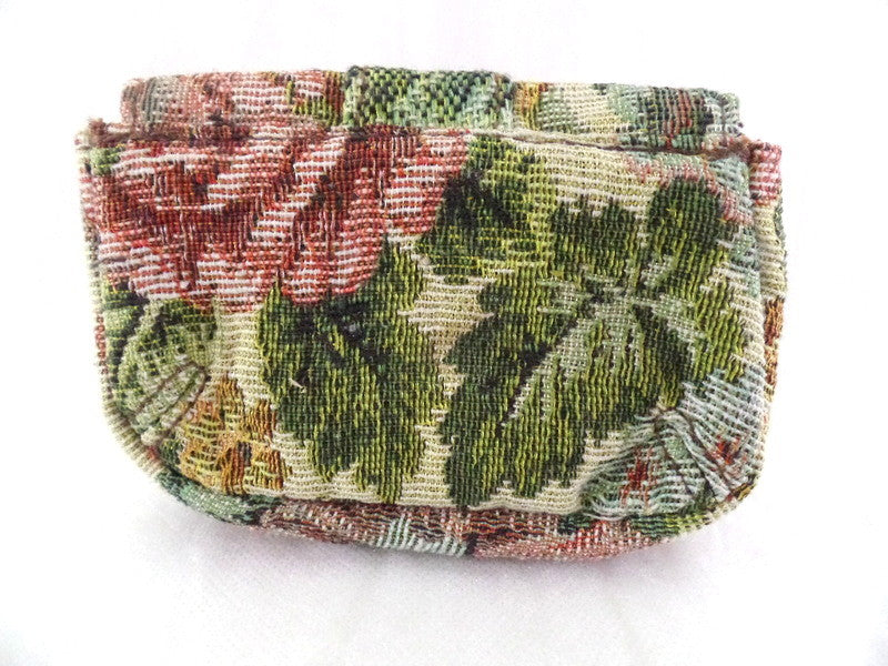 Geldbörse Beige Portmonaie Wallet Etui fortlaufendes Blumenmuster Magnetversch