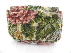 Geldbörse Beige Portmonaie Wallet Etui fortlaufendes Blumenmuster Magnetversch
