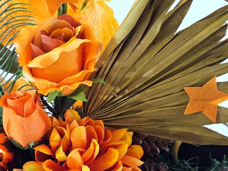Casa-Poador Weihnachtsgesteck ellipse Orange Orchidee Rose künstlich Dekoration