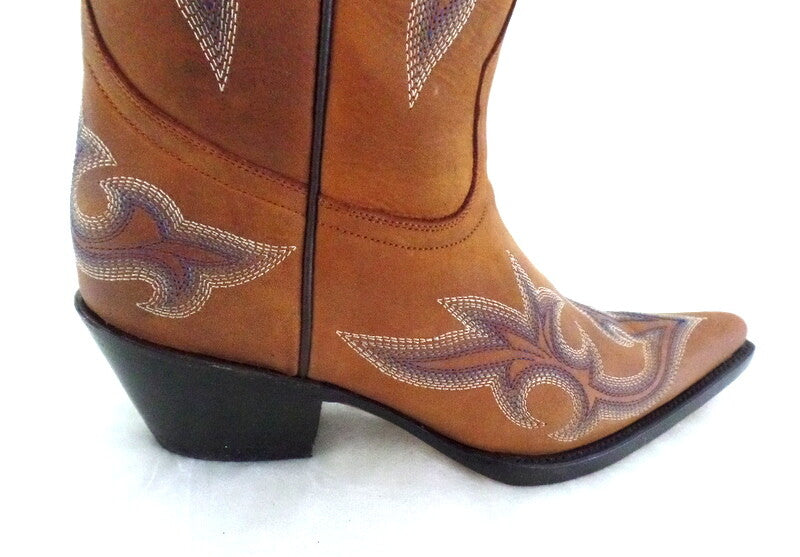 Westernstiefel 38 Hellbraun Lane Cowboystiefel Echt Leder spitz Applikationen