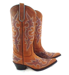 Westernstiefel 38 Hellbraun Lane Cowboystiefel Echt Leder spitz Applikationen