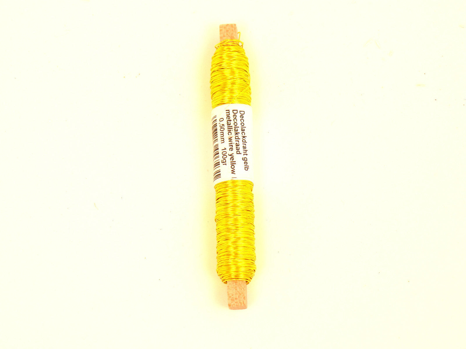 Gelber Decolackdraht 1 Rolle auf Holzwickel 0,50 mm 100 gr. Lack Metallic