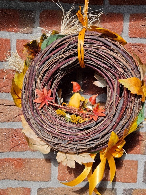 Kranz Tür / Wand Kranz 30 cm künstlich wie echt Herbstbätter Sonnenblume Orange