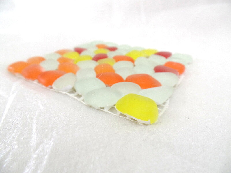 BORDÜRE Glasmosaik Napoli/M Polygonal Soft Glas milchig Gelb Orange Rot matt