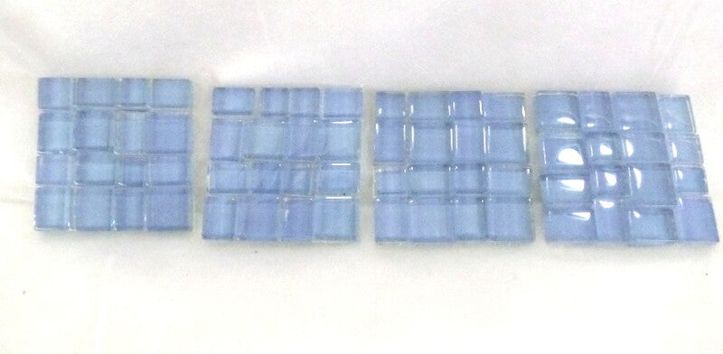 BORDÜRE Glasmosaik hellblau Klarglas Borde 4 Quadrate 50 x 50 mm x 5 mm flach