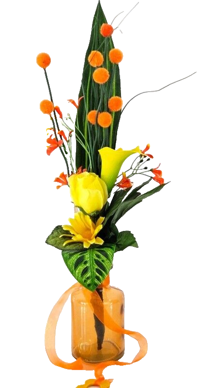 Glasvase als Wandhalter mit Strauß Kunstblumen Calla Rose Dekoration Geschenk
