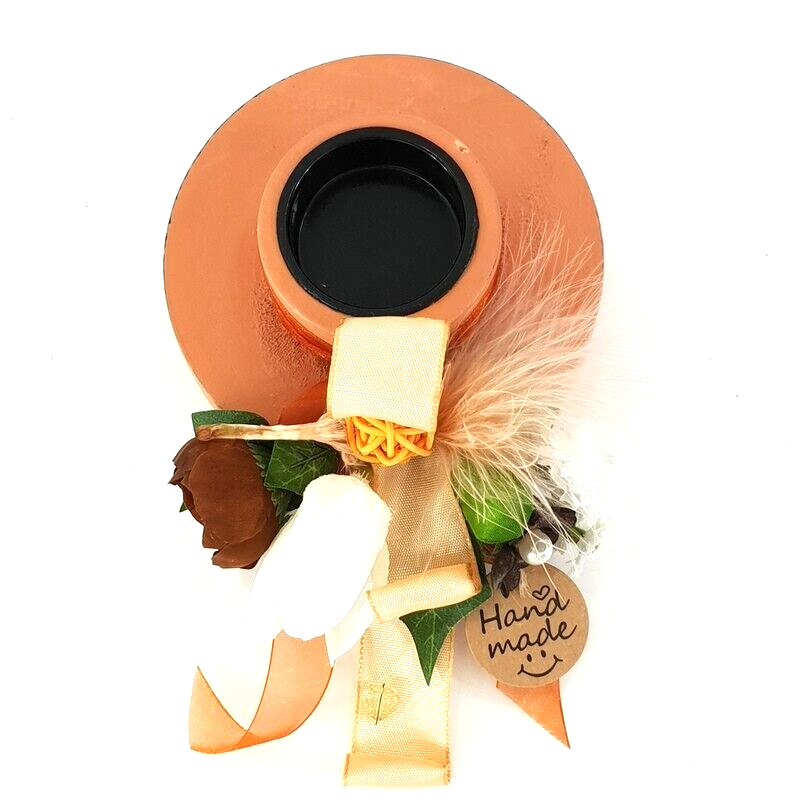 Teelichthalter Gilde Holz Rund 4 Stück Terracotta Optik Kerzenhalter dekoriert