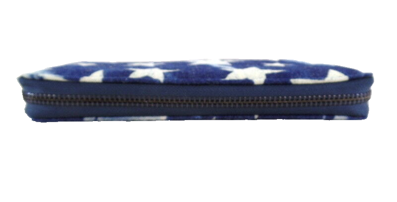 Geldbörse Sternmuster dunkelblau Etui Jeansstoff Querformat Wallet Portmonaie