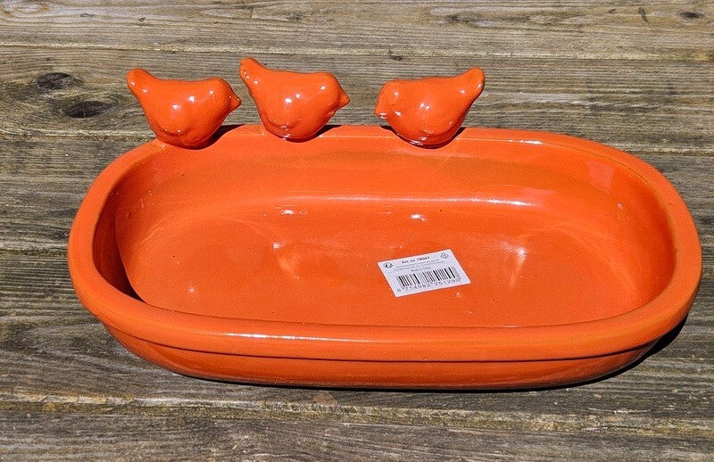 Vogeltränke Vogelbad Orange Garten Wasserschalen Vogelbecken Tiertränke Geschenk