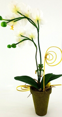Orchidee Gesteck Kunstblume Pflanze Weiß Gelb Blume Deko 25 cm H Phalaenopsis