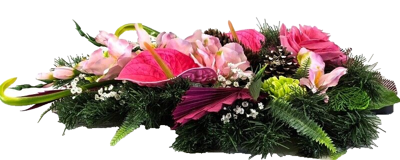 Casa-Poador Grabschmuck künstlich ExotenRosa Naturmaterial Totensonntag Friedhof