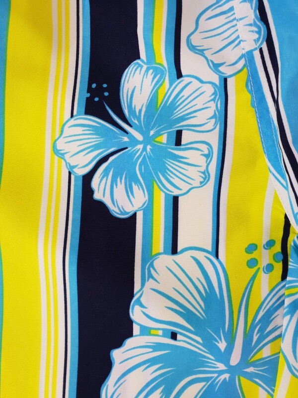 Shorts Badehose Badeshorts XL / XXL Lotus Shorts geblümt gestreift Gelb Blau