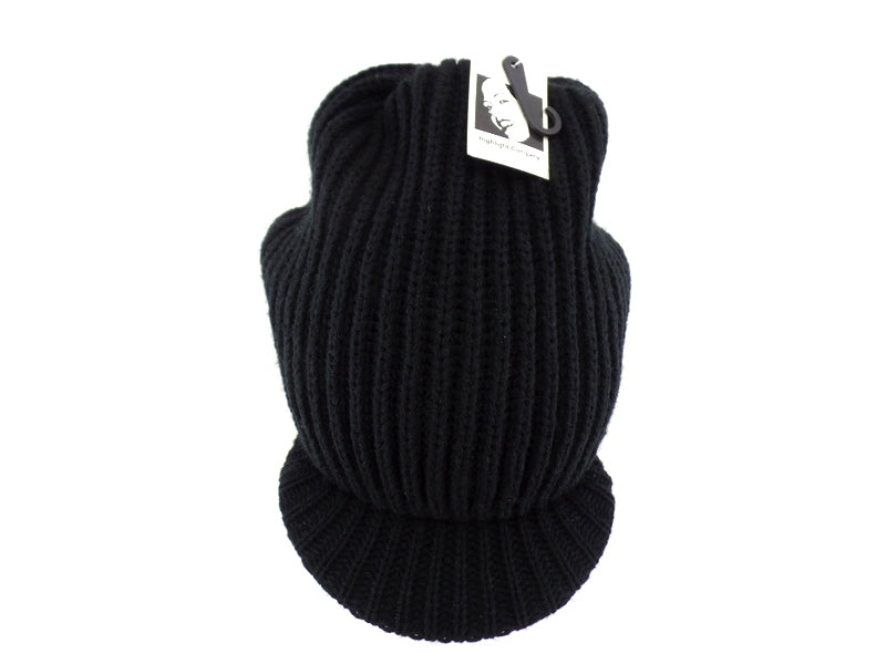 Mütze Beanie Strick Schirmmütze Schwarz 100% Polyacryl Highlight Company