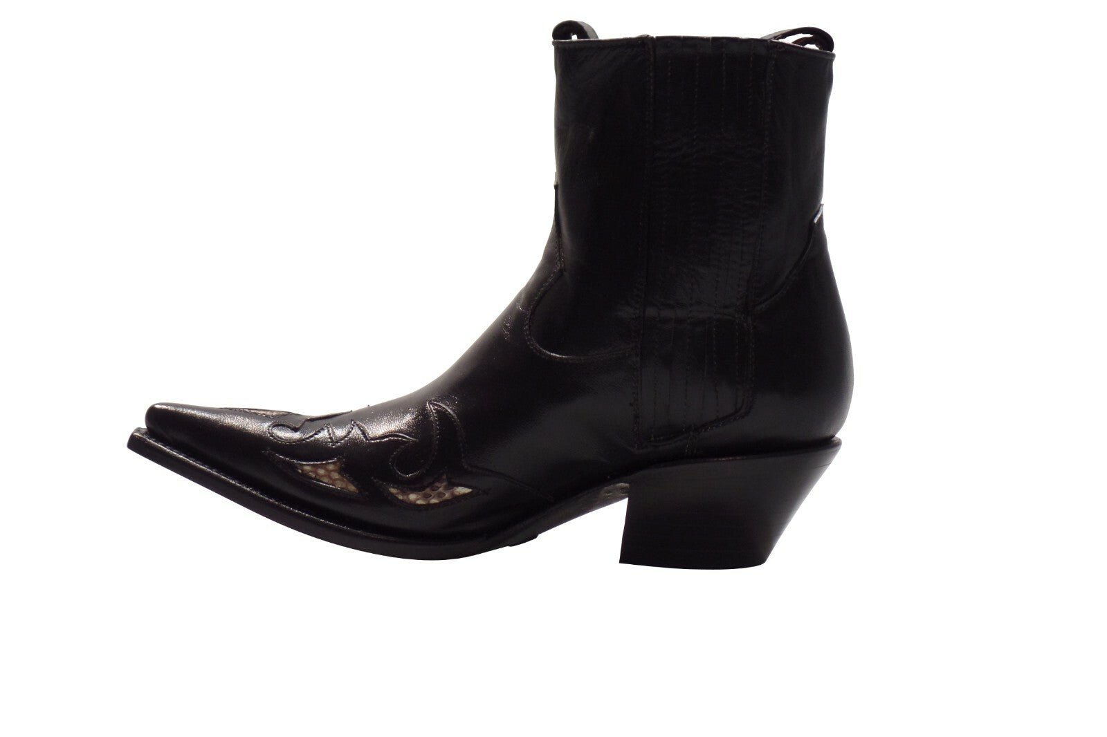 Westernstiefel 37 Schwarz Short Natural Negro Applikationen Leder spitz Riporto