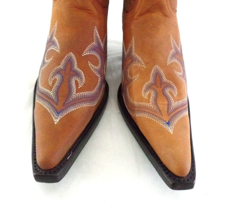 Westernstiefel 39 Hellbraun Lane Cowboystiefel Echt Leder spitz grüne Sohle
