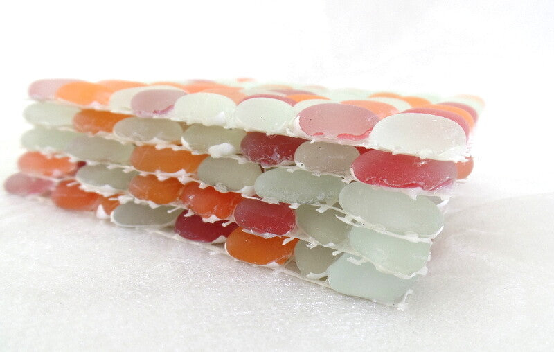 BORDÜRE Glasmosaik Roma/M Polygonal Soft Glas milchig Orange Rot 1x Quadrat matt