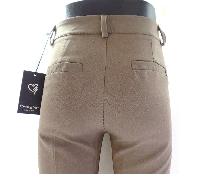 Hose Chic & Mit Kaki Größe M Bundfaltenhose Buisnesshose Italy