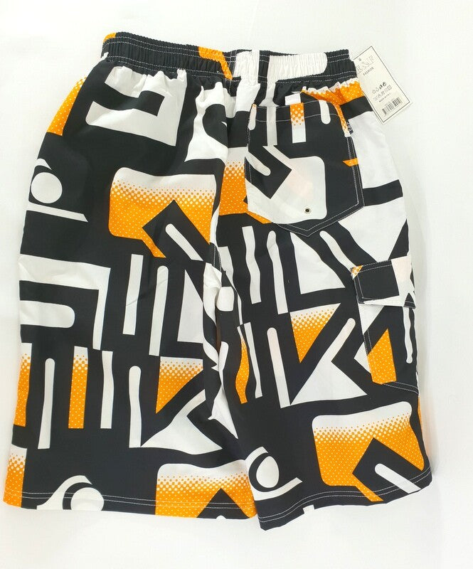 Badehose Badeshorts M Beach Wear E & F Shorts Schwarz Orange gemustert Bermuda