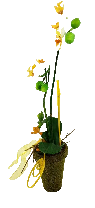 Orchidee Gesteck Kunstblume Pflanze Weiß Gelb Blume Deko 25 cm H Phalaenopsis