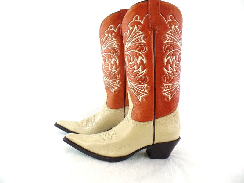 Westernstiefel 41 Hellbraun Beige Creme Cowboystiefel Echtledersohle spitz Lane
