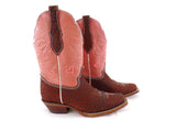 Westernstiefel Cowboyboot 37 rosa mit braun Application Rudel Herzen