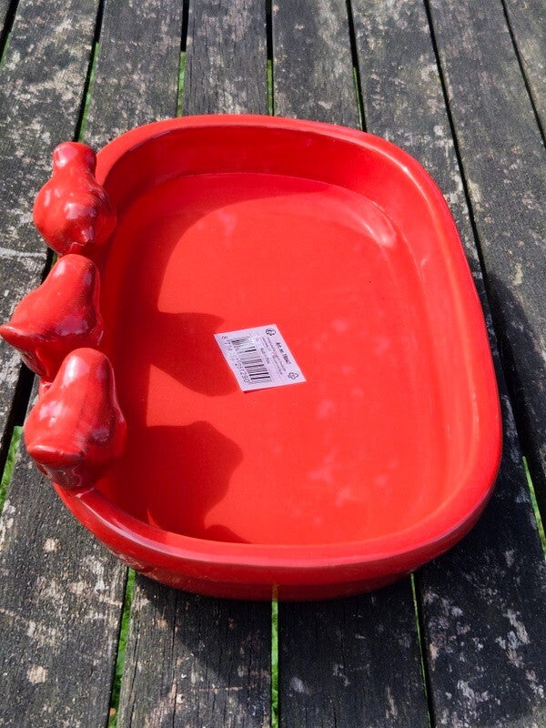 Vogeltränke Vogelbad Rot Garten Wasserschalen Vogelbecken Tiertränke Geschenk