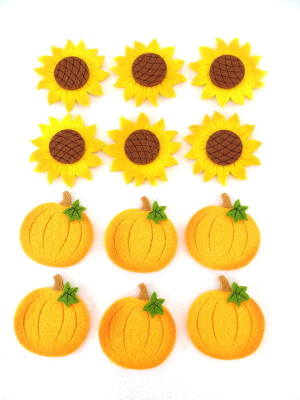 Streublumen Sonnenblumen Kürbis 5 cm je 10 Stück einzeln in Folie Klebepunkt