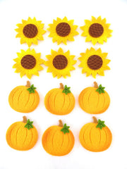 Streublumen Sonnenblumen Kürbis 5 cm je 10 Stück einzeln in Folie Klebepunkt