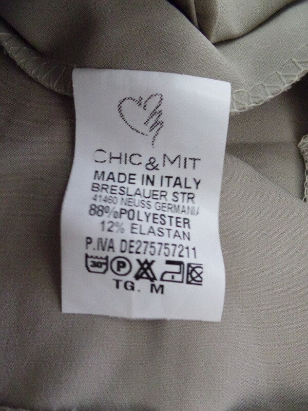 Hose Chic & Mit Beige Größe M Bundfaltenhose Buisnesshose Italy