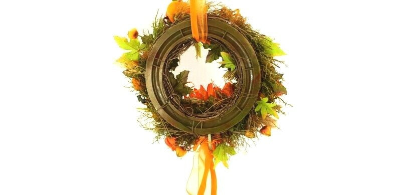 Kranz Tür / Wand Kranz 30 cm künstlich wie echt Sonnenblume Physalis Orange