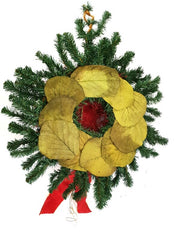 Kranz Rot Glitzer Reisig 60 cm Durchmesser Stern Kugeln Seidentanne Highlight