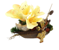 Casa-Poador Weihnachtsgesteck Amaryllis Creme Braun Natur künstliche Tanne Deko