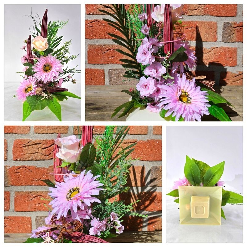 Casa-Poador künstliches Blumengesteck Rosa Gerbera Rosen Frühling