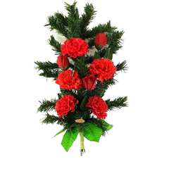 Casa-Poador Grabstrauß Seide Strauß Rote Nelken Rosen zum legen künstlichBlumen