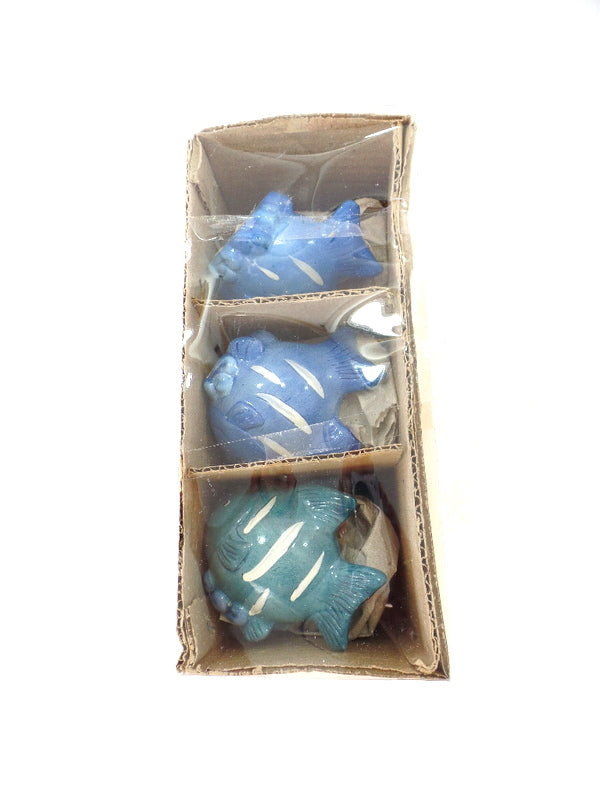 Fische 9 Stück Blau Keramik bauchig Ton 8 cm Tierfigur Dekoration maritime