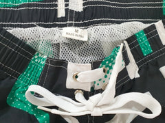 Badehose Badeshorts M Beach Wear E & F Shorts Schwarz Grün gemustert Bermuda