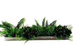 Wandbild Wand Deko Rahmen mit künstlichen Blumen Farn Dekoration
