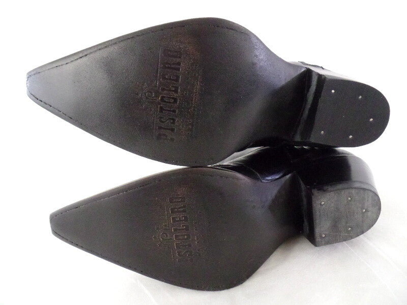 Westernstiefel 37 Schwarz Short Natural Negro Applikationen Leder spitz Riporto