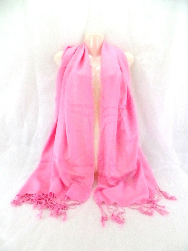 Schal Tuch Stola Fransen Rosa 100 % Viscose XXL Schal 190 Lang 65 Breit