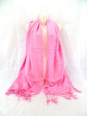 Schal Tuch Stola Fransen Rosa 100 % Viscose XXL Schal 190 Lang 65 Breit