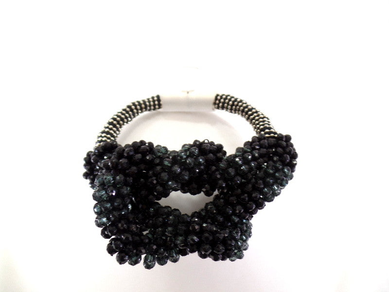 Armband Modeschmuck Magnetverschluß Schwarze Perlen Knoten Fashion Jewelry