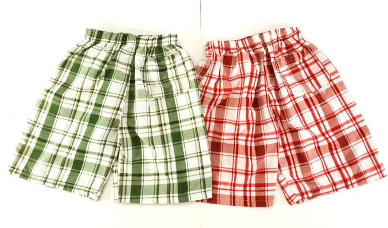Badehosen Kinder 3 für 2 Badeshorts 128 - 140 Shorts kariert Kinder Grün Rot