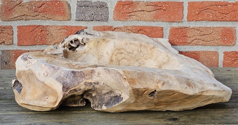 Teak Holz Schale Massivholz XXL 60 cm Dekoschale rund Massiv rustikal Natur Dijk
