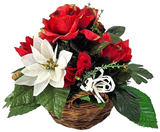 CASA - POADOR GRABSCHMUCK  Rot Weiß Weihnachtsstern Rosen Kunsttanne Kunstblumen