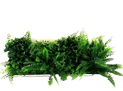 Wandbild Wand Deko Rahmen mit künstlichen Blumen Farn Dekoration