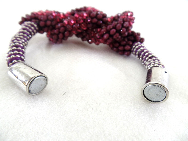 Fashion Jewelry Armband Bordeaux Modeschmuck Magnetverschluss Perlen Knoten