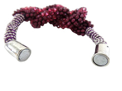 FASHION JEWELRY ARMBAND Bordeaux Modeschmuck Magnetverschluss Perlen Knoten